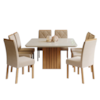 Conjunto Sala De Jantar Com Mesa Ana 130cm e 8 Cadeiras Fernanda Nature/Off White/Madeira/Nude Cimol Móveis