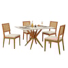 Conjunto Sala de Jantar Com Mesa Donna e 4 Cadeiras Rainha Madeira Maciça Natural/Off White Nesher