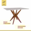 Conjunto Sala de Jantar Com Mesa Donna e 4 Cadeiras Rainha Madeira Maciça Natural/Off White Nesher