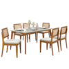 Conjunto Sala De Jantar Com Mesa Monalisa e 6 Cadeiras Rainha Natural/Off White Nesher