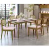Conjunto Sala De Jantar Com Mesa Monalisa e 6 Cadeiras Rainha Natural/Off White Nesher