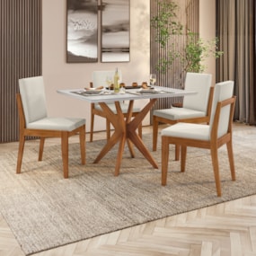 Conjunto Sala De Jantar Mesa Donna Com 4 Cadeiras Lady Nesher