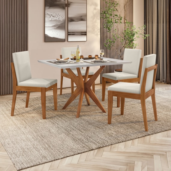 Conjunto Sala De Jantar Mesa Donna Com 4 Cadeiras Lady Nesher