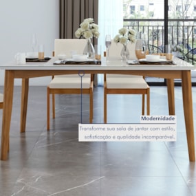 Conjunto Sala de Jantar Mesa Monalisa com 4 Cadeiras Lady Mel/Off White Nesher