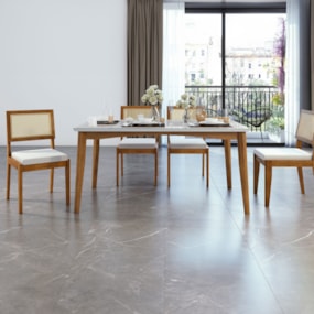 Conjunto Sala de Jantar Mesa Monalisa com 4 Cadeiras Rainha Mel/Off White Nesher