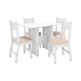 Conjunto Sala de Jantar Retangular Mesa Milano 108cm com 04 Cadeiras Branco Poliman