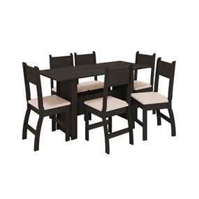 Conjunto Sala de Jantar Retangular Mesa Milano 155cm com 06 Cadeiras Poliman 