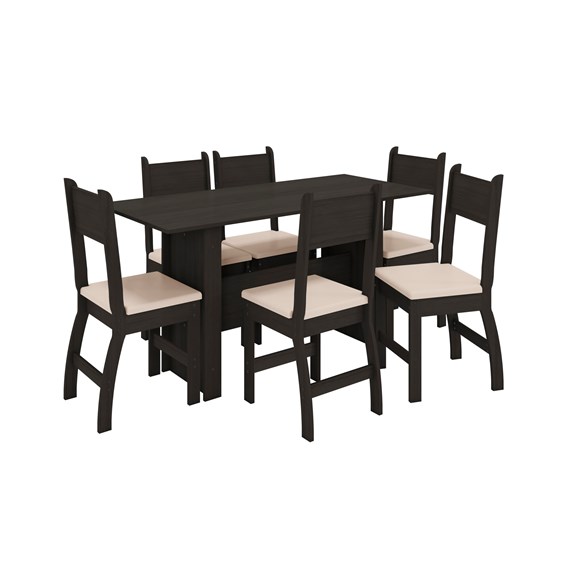 Conjunto Sala de Jantar Retangular Mesa Milano 155cm com 06 Cadeiras Poliman