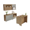 Coz 6 Peças 4 Portas 7 Gavetas Painel  Ilha Ripado Marquesa Nature/Verde Nesher