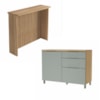 Coz 6 Peças 4 Portas 7 Gavetas Painel  Ilha Ripado Marquesa Nature/Verde Nesher