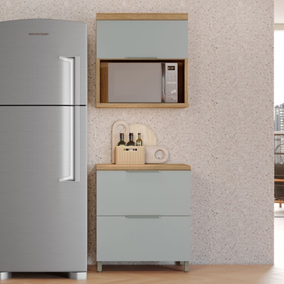 Cozinha 2 Peças 100% MDF Marquesa Nature/Verde Nesher