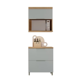 Cozinha 2 Peças 100% MDF Marquesa Nature/Verde Nesher