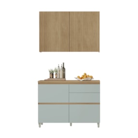 Cozinha 2 Peças 3 Portas 4 Gavetas Armário Aéreo 100% Mdf 120 Cm Rainha Nesher