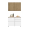 Cozinha 2 Peças 3 Portas 4 Gavetas com Armário Aéreo Nesher 100% MDF 120cm Rainha Nesher