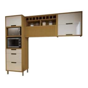 Cozinha 3 Peças Imperatriz 100% MDF Freijó/Off White Nesher