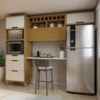 Cozinha 3 Peças Paneleiro Torre 2 Portas 3 Gavetas, Armário Aéreo 1 Porta e Armário Aéreo Geladeira Imperatriz Freijo/Off White Nesher