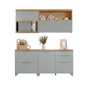 Cozinha 4 Peças 100% MDF Marquesa Nature/Verde Nesher
