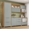 Cozinha 5 Peças 6 Portas 6 Gavetas Marquesa 100% Mdf Nature/Verde Nesher