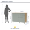 Cozinha 5 Peças 6 Portas 6 Gavetas Marquesa 100% Mdf Nature/Verde Nesher