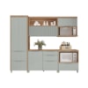 Cozinha 5 Peças 6 Portas 6 Gavetas Marquesa 100% Mdf Nature/Verde Nesher