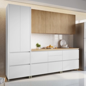 Cozinha 5 Peças 8 Portas e 7 Gavetas Ripado Rainha Nesher 100% MDF