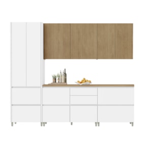 Cozinha 5 Peças 8 Portas e 7 Gavetas Ripado Rainha Nesher 100% MDF