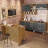 Cozinha 6 Peças Gourmet 100% MDF Freijó/Grafite Burguesa Nesher