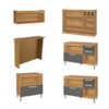 Cozinha 6 Peças Gourmet 100% MDF Freijó/Grafite Burguesa Nesher