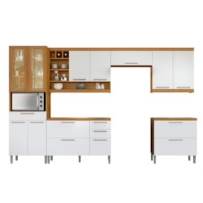 Cozinha 6 Peças Premium 100% MDF Freijó/Branco Burguesa Nesher