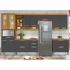 Cozinha 6 Peças Premium 100% MDF Freijó/Grafite Burguesa Nesher 