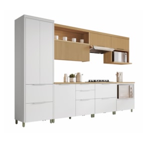 Cozinha 7 Peças 7 Portas 7 Gavetas Marquesa 100% Mdf Branco/Nature Nesher