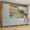 Cozinha 7 Peças 7 Portas 7 Gavetas Marquesa 100% Mdf Nature/Verde Nesher