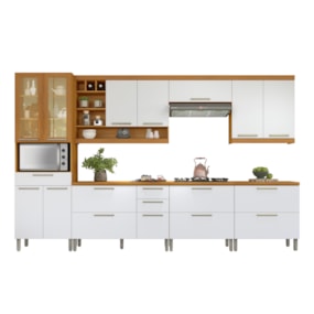 Cozinha 7 Peças Premium 100% MDF Freijó/Branco Burguesa Nesher