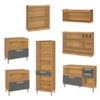 Cozinha 7 Peças Premium 100% MDF Freijó/Grafite Burguesa Nesher