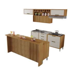 Cozinha 8 Peças Gourmet Imperatriz Freijó/Off White Nesher