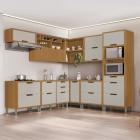 Cozinha 9 Peças  Ângulo Torre Quente Impetriz Freijó/Off White Nesher