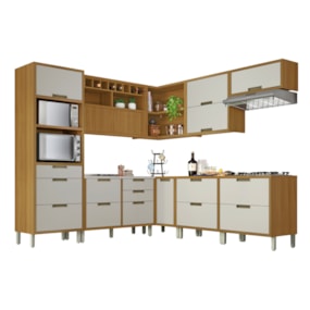 Cozinha 9 Peças  Ângulo Torre Quente Impetriz Freijó/Off White Nesher