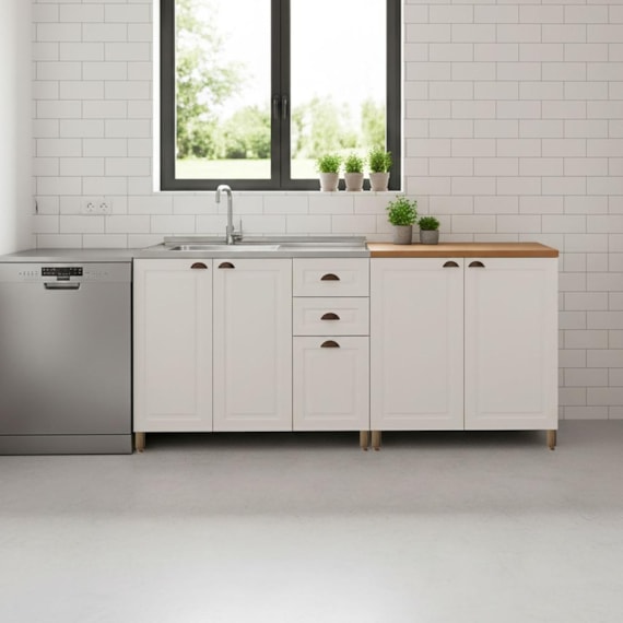 Cozinha Americana Balcão 2 Peças Branco Amoudi Móveis 