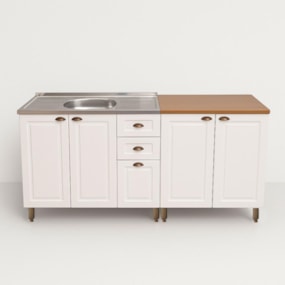 Cozinha Americana Balcão 2 Peças Branco Amoudi Móveis 