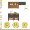 Cozinha Compacta 100% MDF 2 Peças Princesa Freijó/Grafite Nesher