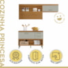 Cozinha Compacta 100% MDF 2 Peças Princesa Freijó/Off White Nesher