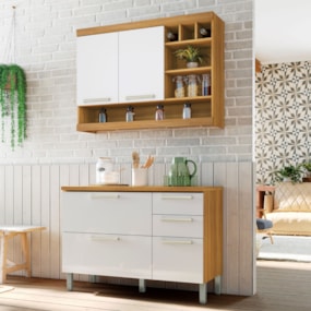 Cozinha Compacta 2 Peças Burguesa Freijó/Branco Nesher
