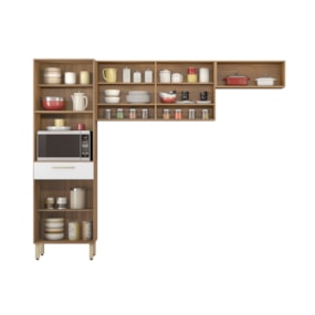 Cozinha Compacta 3 pçs 6 pts 1 gaveta Dama Amendola/Branco Demóbile Cozinha Compacta 3 pçs 6 pts 1 gaveta Dama Amendola/Branco Demóbile