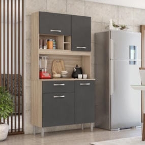 Cozinha Compacta 4pts 1 gaveta Avena/Grafito Malta Demóbile Cozinha Compacta 4pts 1 gaveta Avena/Grafito Malta Demóbile