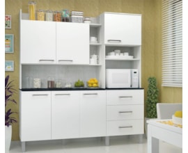 Cozinha Compacta 6 Portas e 3 Gavetas Laila Ártico / Branco Luciane Cozinha Compacta 6 Portas e 3 Gavetas Laila Ártico / Branco Luciane