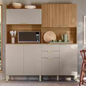 Cozinha Compacta 7 Portas 2 Gavetas Pitaya Amendola/Nude Demóbile