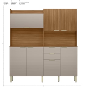 Cozinha Compacta 7 Portas 2 Gavetas Pitaya Amendola/Nude Demóbile
