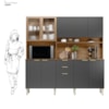 Cozinha Compacta Amora 10 Portas 2 Gavetas Amora Amendola/Grafito Prime Tx Demobile