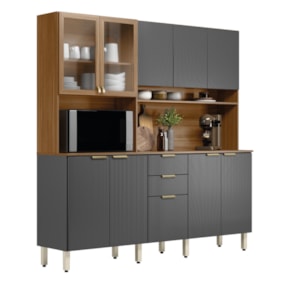Cozinha Compacta Amora 10 Portas 2 Gavetas Amora Amendola/Grafito Prime Tx Demobile