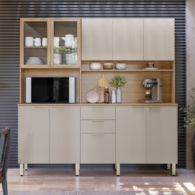 Cozinha Compacta Amora 10 Portas 2 Gavetas Amora Amendola/Nude Prime Tx Demobile
